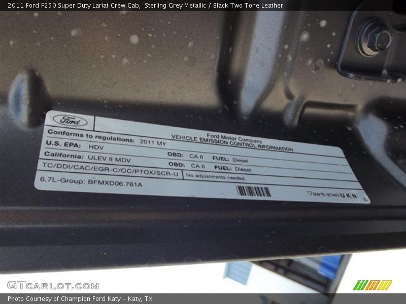 Emission Control Information - 2011 Ford F250 Super Duty Lariat Crew Cab