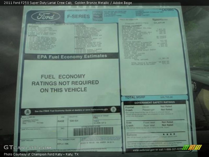  2011 F250 Super Duty Lariat Crew Cab Window Sticker