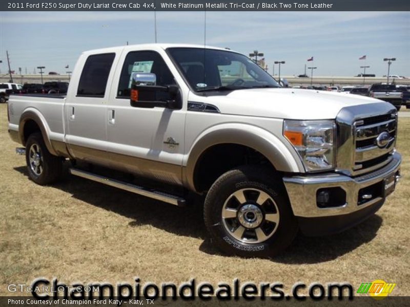 White Platinum Metallic Tri-Coat / Black Two Tone Leather 2011 Ford F250 Super Duty Lariat Crew Cab 4x4