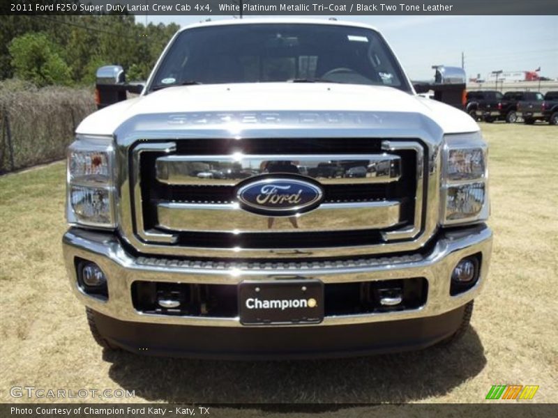 White Platinum Metallic Tri-Coat / Black Two Tone Leather 2011 Ford F250 Super Duty Lariat Crew Cab 4x4