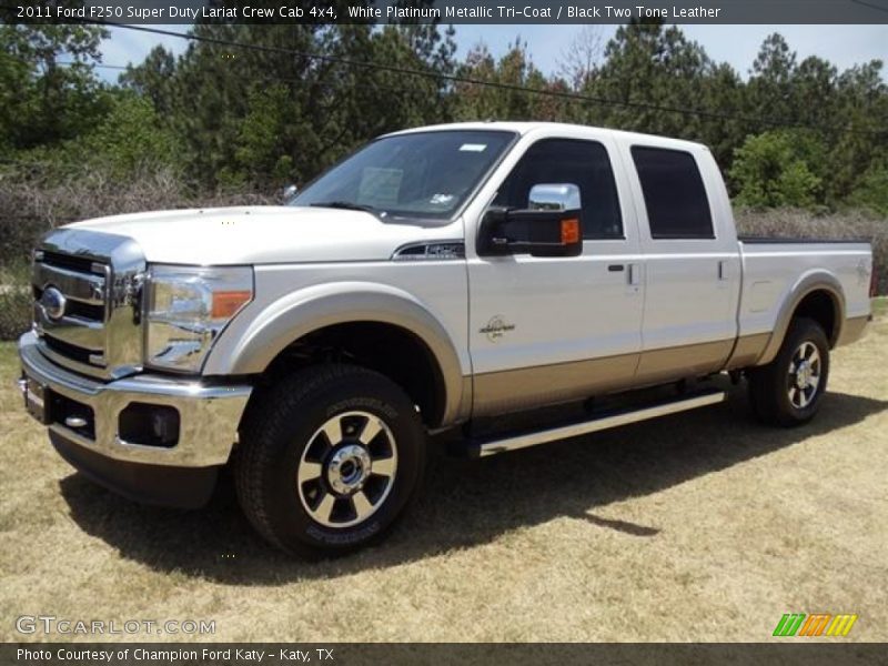 White Platinum Metallic Tri-Coat / Black Two Tone Leather 2011 Ford F250 Super Duty Lariat Crew Cab 4x4