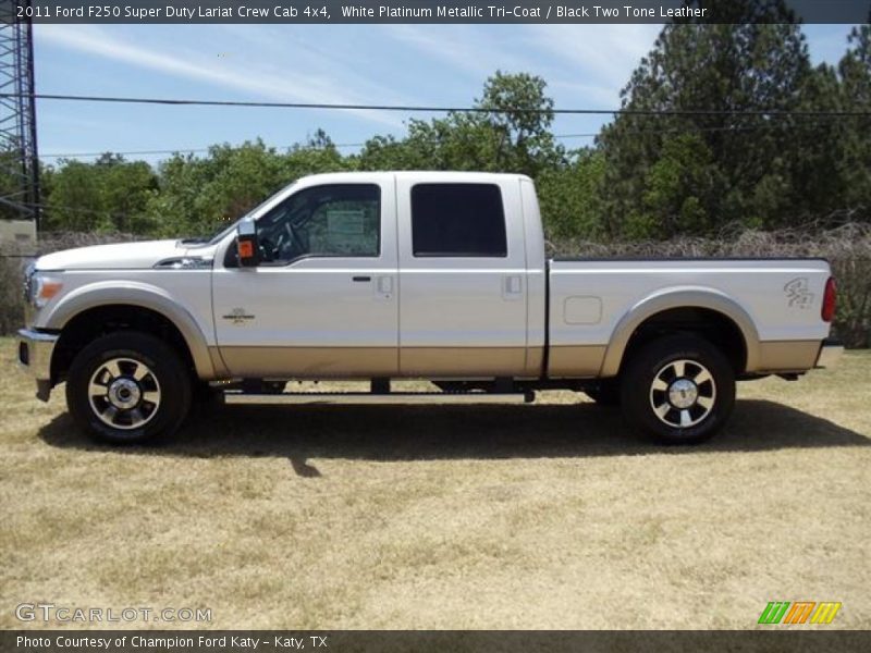 White Platinum Metallic Tri-Coat / Black Two Tone Leather 2011 Ford F250 Super Duty Lariat Crew Cab 4x4
