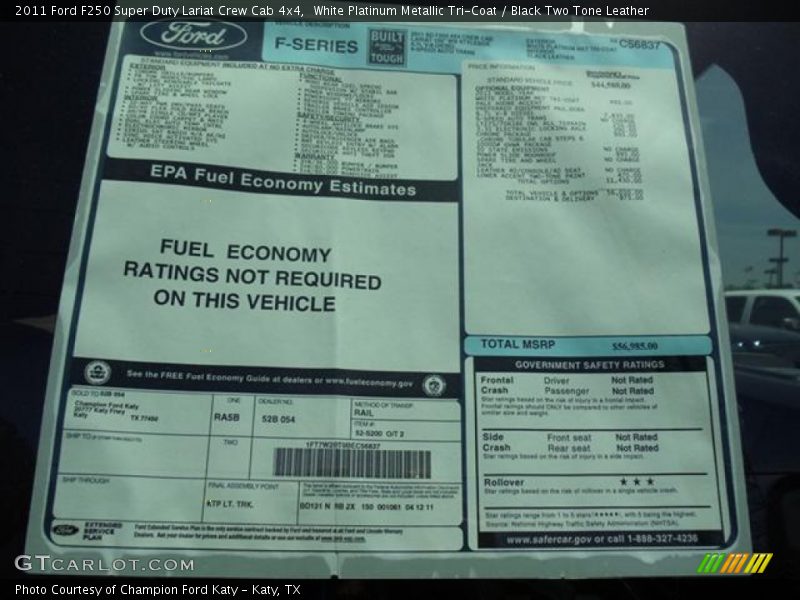 White Platinum Metallic Tri-Coat / Black Two Tone Leather 2011 Ford F250 Super Duty Lariat Crew Cab 4x4