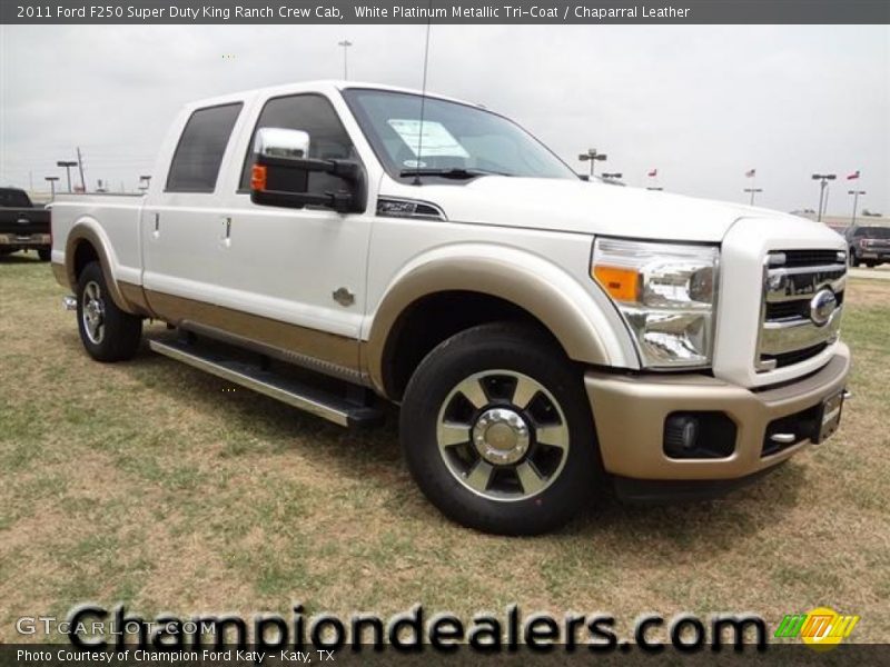 White Platinum Metallic Tri-Coat / Chaparral Leather 2011 Ford F250 Super Duty King Ranch Crew Cab