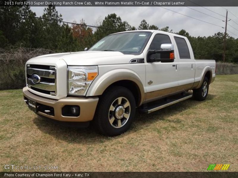 White Platinum Metallic Tri-Coat / Chaparral Leather 2011 Ford F250 Super Duty King Ranch Crew Cab