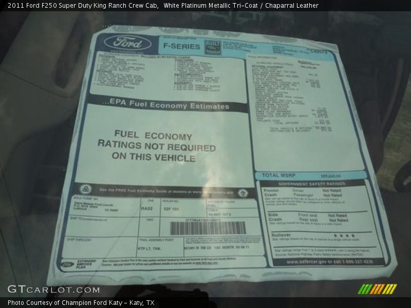  2011 F250 Super Duty King Ranch Crew Cab Window Sticker