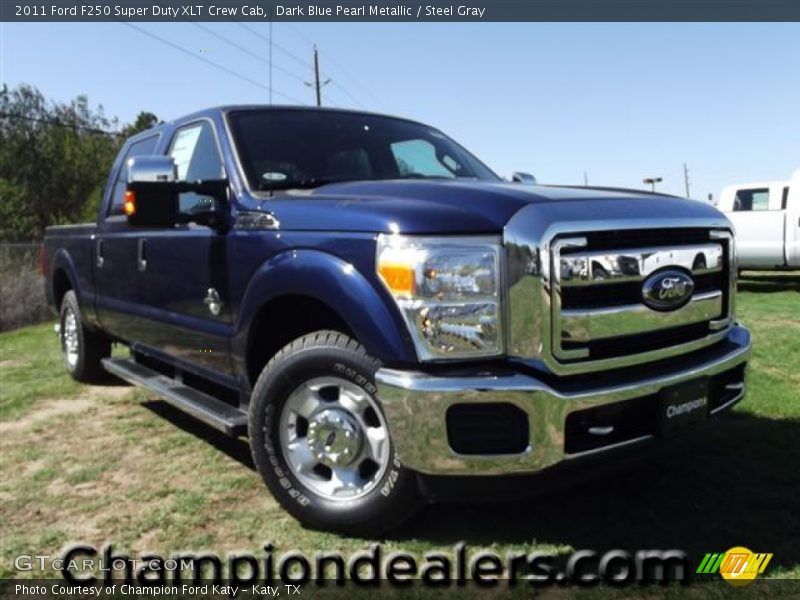 Dark Blue Pearl Metallic / Steel Gray 2011 Ford F250 Super Duty XLT Crew Cab