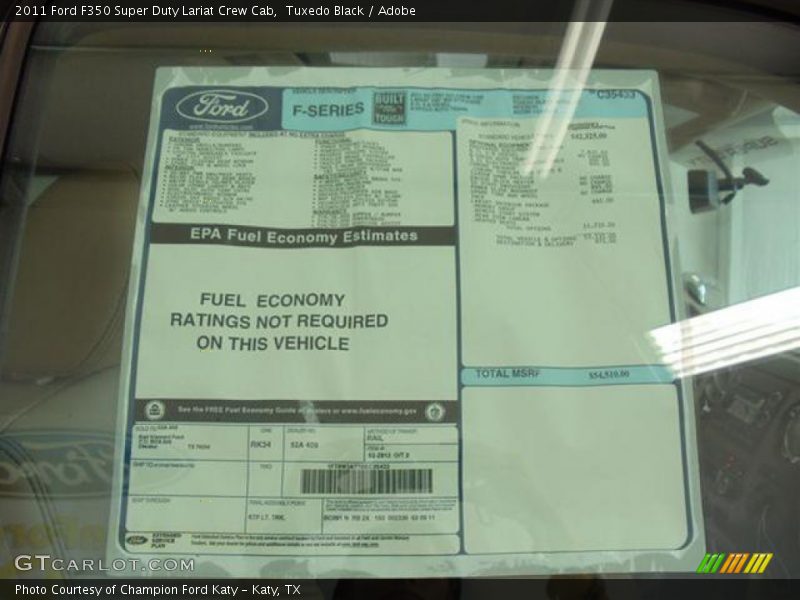  2011 F350 Super Duty Lariat Crew Cab Window Sticker