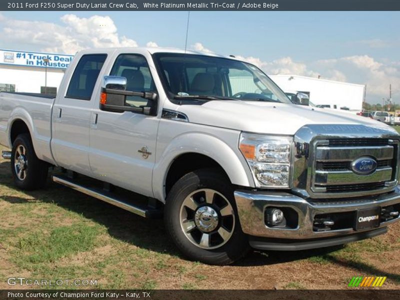 White Platinum Metallic Tri-Coat / Adobe Beige 2011 Ford F250 Super Duty Lariat Crew Cab