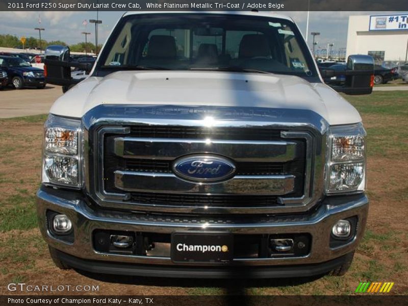 White Platinum Metallic Tri-Coat / Adobe Beige 2011 Ford F250 Super Duty Lariat Crew Cab