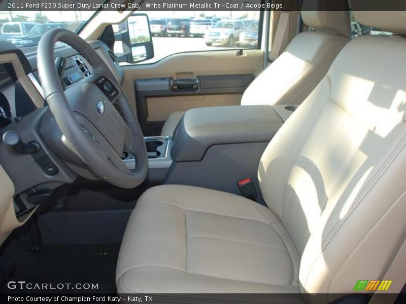 White Platinum Metallic Tri-Coat / Adobe Beige 2011 Ford F250 Super Duty Lariat Crew Cab