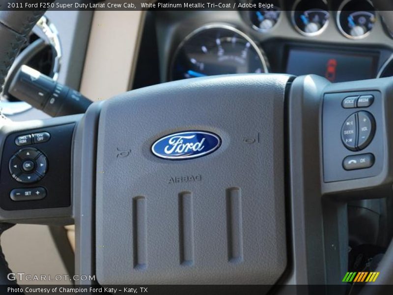White Platinum Metallic Tri-Coat / Adobe Beige 2011 Ford F250 Super Duty Lariat Crew Cab