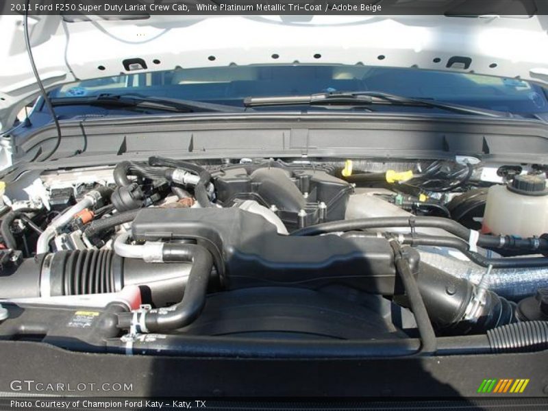 White Platinum Metallic Tri-Coat / Adobe Beige 2011 Ford F250 Super Duty Lariat Crew Cab