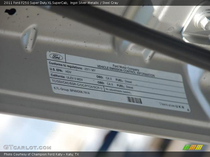 Emission Control Information - 2011 Ford F250 Super Duty XL SuperCab