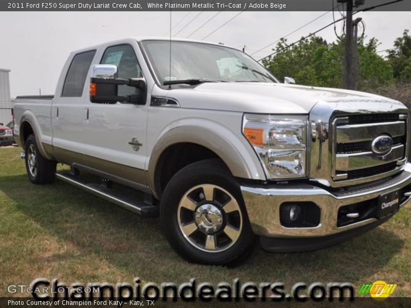White Platinum Metallic Tri-Coat / Adobe Beige 2011 Ford F250 Super Duty Lariat Crew Cab