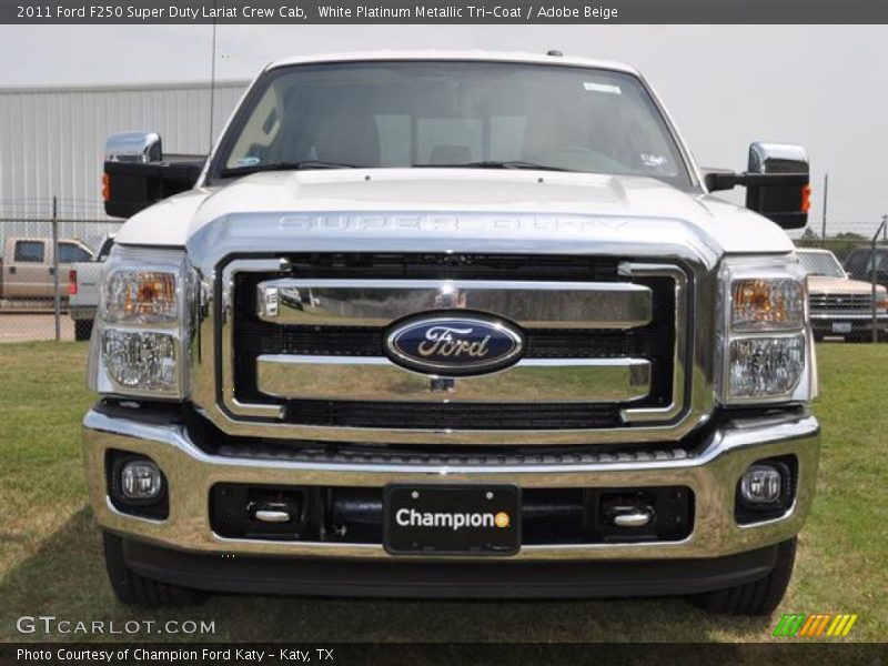 White Platinum Metallic Tri-Coat / Adobe Beige 2011 Ford F250 Super Duty Lariat Crew Cab
