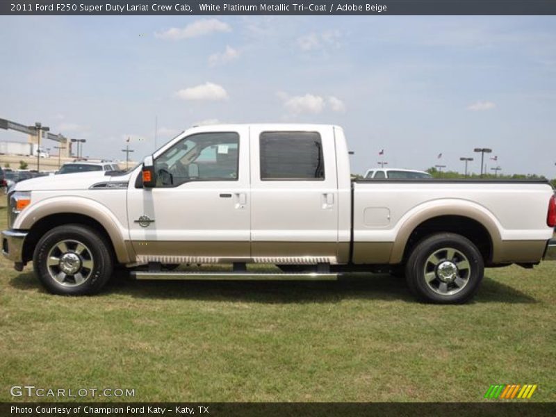 White Platinum Metallic Tri-Coat / Adobe Beige 2011 Ford F250 Super Duty Lariat Crew Cab