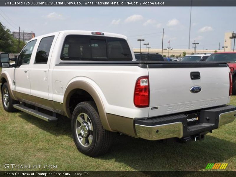 White Platinum Metallic Tri-Coat / Adobe Beige 2011 Ford F250 Super Duty Lariat Crew Cab
