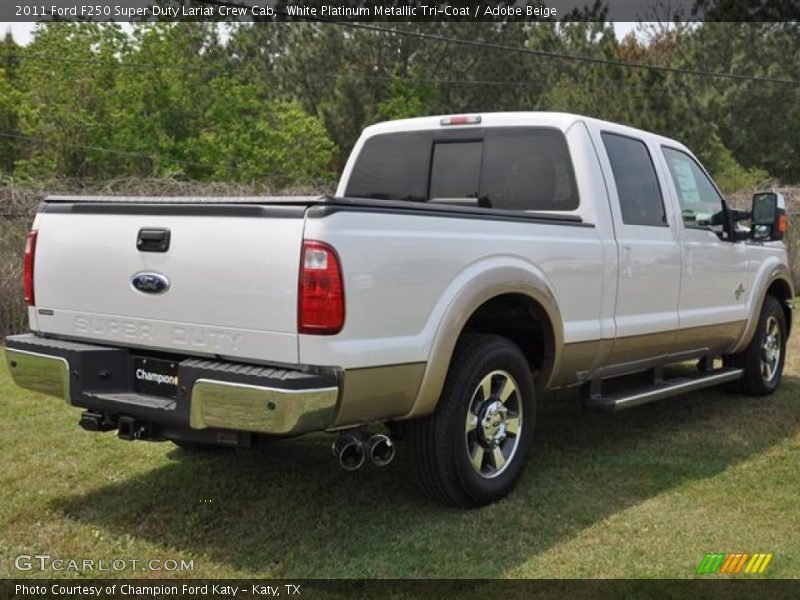 White Platinum Metallic Tri-Coat / Adobe Beige 2011 Ford F250 Super Duty Lariat Crew Cab