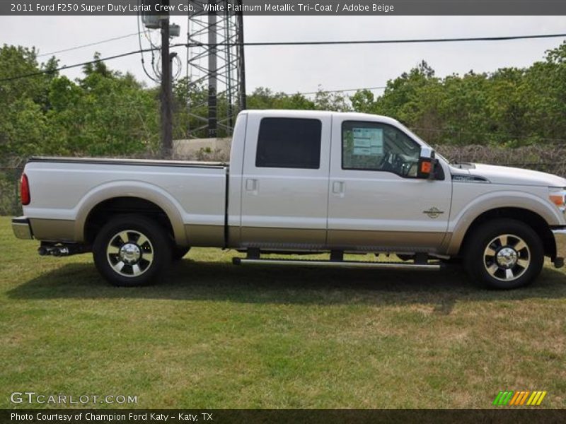 White Platinum Metallic Tri-Coat / Adobe Beige 2011 Ford F250 Super Duty Lariat Crew Cab