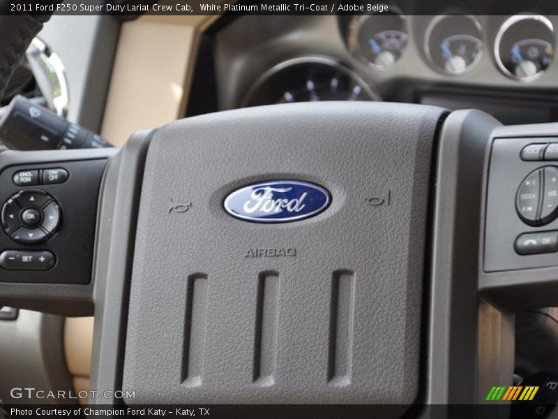 White Platinum Metallic Tri-Coat / Adobe Beige 2011 Ford F250 Super Duty Lariat Crew Cab