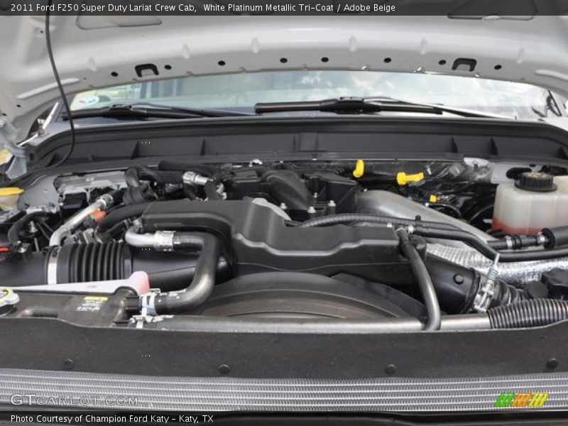 White Platinum Metallic Tri-Coat / Adobe Beige 2011 Ford F250 Super Duty Lariat Crew Cab