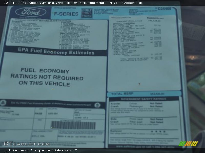 White Platinum Metallic Tri-Coat / Adobe Beige 2011 Ford F250 Super Duty Lariat Crew Cab
