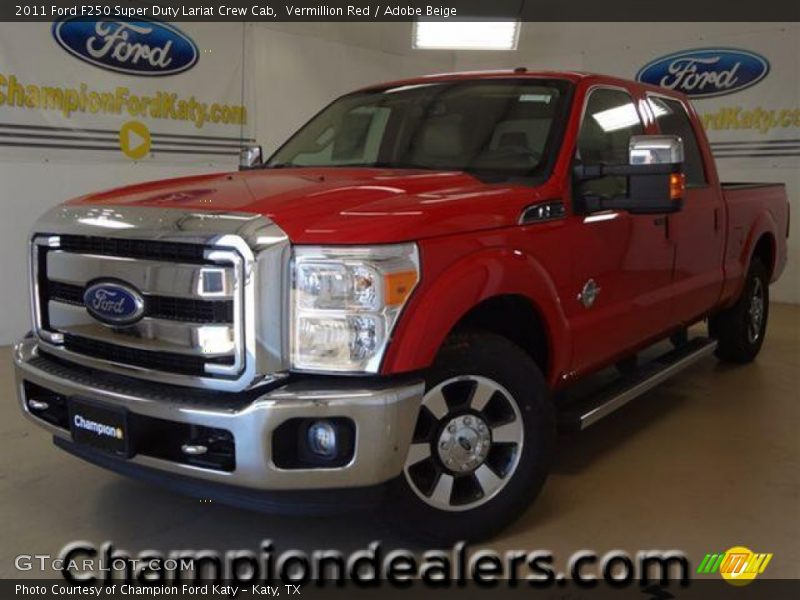 Vermillion Red / Adobe Beige 2011 Ford F250 Super Duty Lariat Crew Cab