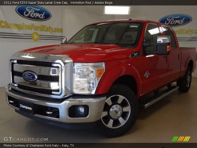 Vermillion Red / Adobe Beige 2011 Ford F250 Super Duty Lariat Crew Cab
