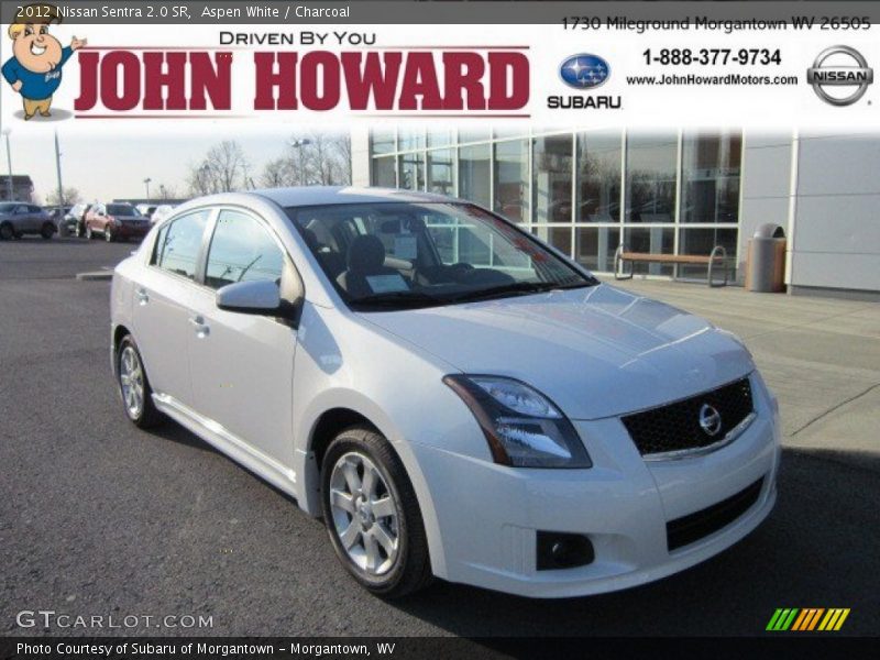 Aspen White / Charcoal 2012 Nissan Sentra 2.0 SR