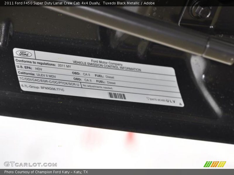 Emission Control Information - 2011 Ford F450 Super Duty Lariat Crew Cab 4x4 Dually