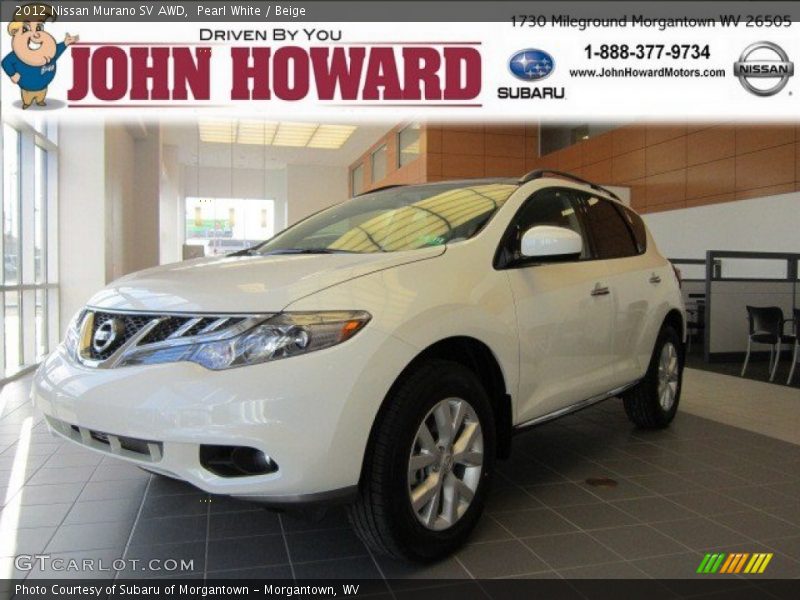 Pearl White / Beige 2012 Nissan Murano SV AWD