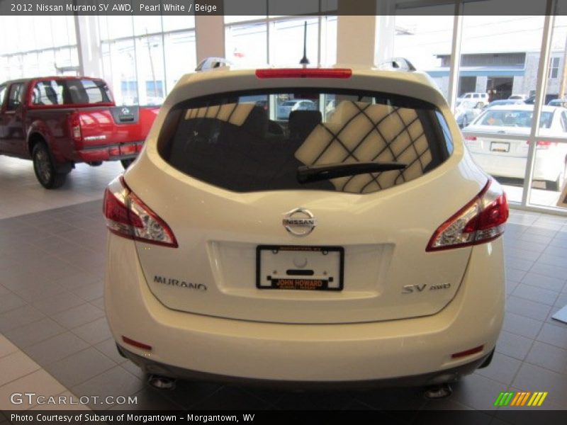 Pearl White / Beige 2012 Nissan Murano SV AWD