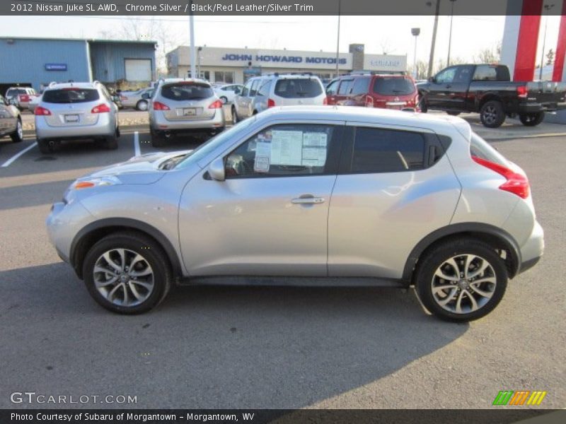 Chrome Silver / Black/Red Leather/Silver Trim 2012 Nissan Juke SL AWD