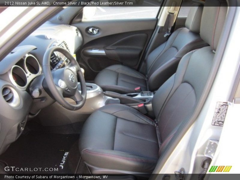  2012 Juke SL AWD Black/Red Leather/Silver Trim Interior