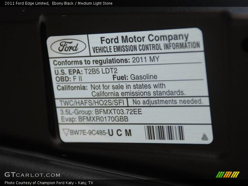Ebony Black / Medium Light Stone 2011 Ford Edge Limited