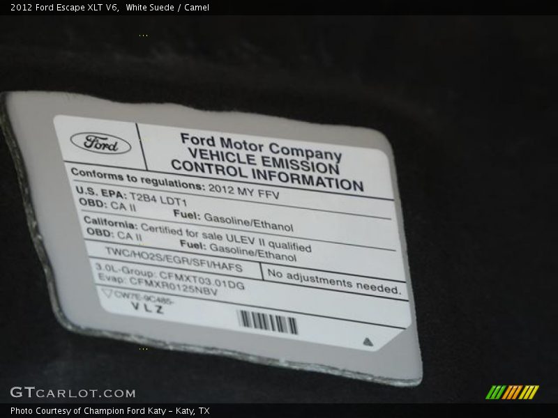 White Suede / Camel 2012 Ford Escape XLT V6