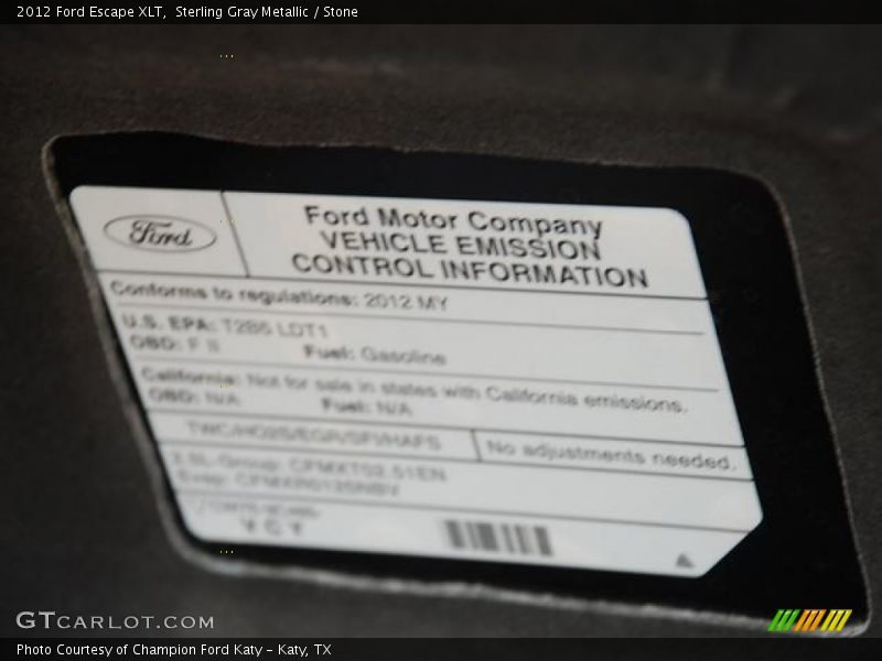 Sterling Gray Metallic / Stone 2012 Ford Escape XLT