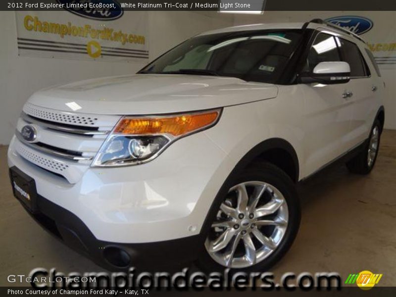 White Platinum Tri-Coat / Medium Light Stone 2012 Ford Explorer Limited EcoBoost