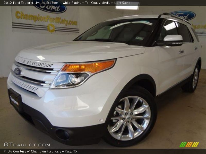 White Platinum Tri-Coat / Medium Light Stone 2012 Ford Explorer Limited EcoBoost