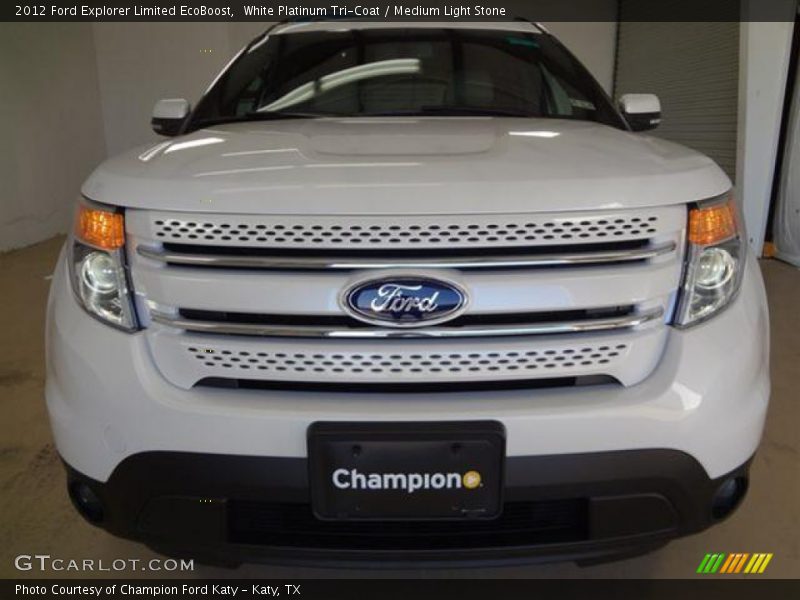 White Platinum Tri-Coat / Medium Light Stone 2012 Ford Explorer Limited EcoBoost