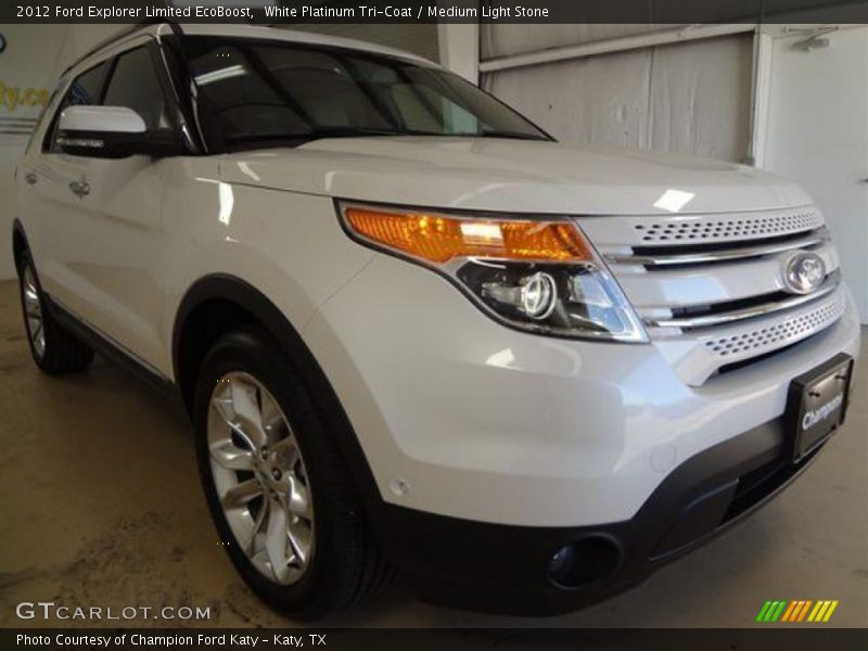 White Platinum Tri-Coat / Medium Light Stone 2012 Ford Explorer Limited EcoBoost