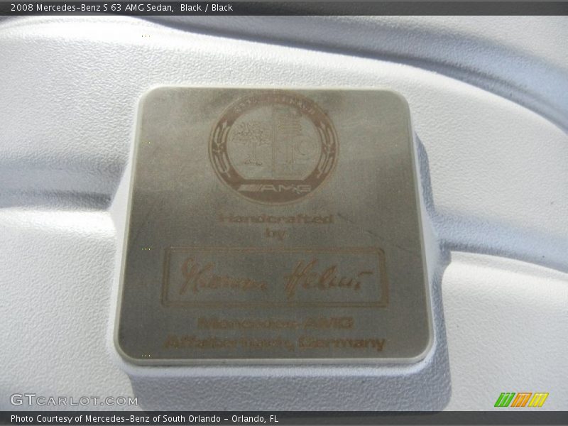 Engine Build Plaque - 2008 Mercedes-Benz S 63 AMG Sedan