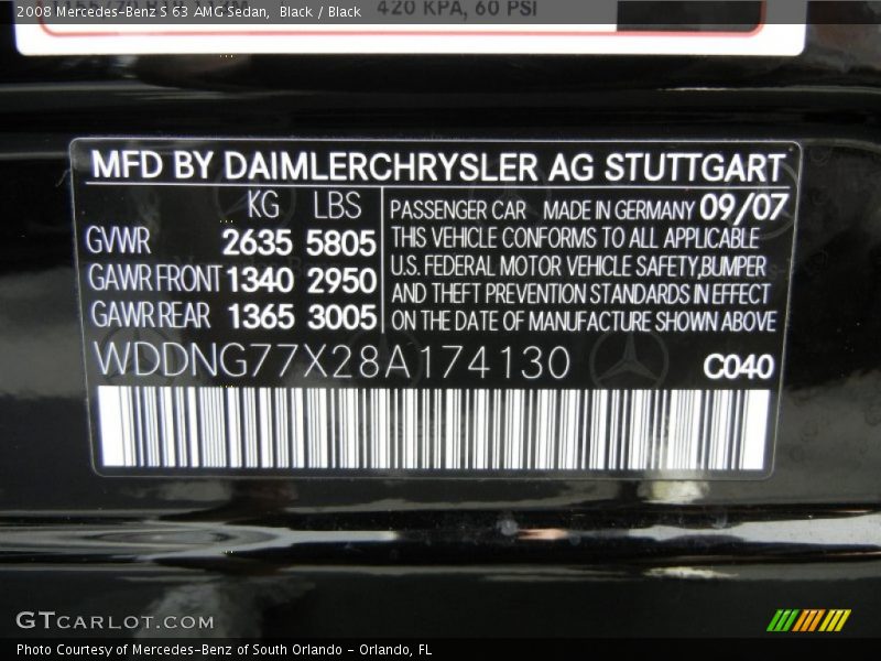 Black / Black 2008 Mercedes-Benz S 63 AMG Sedan