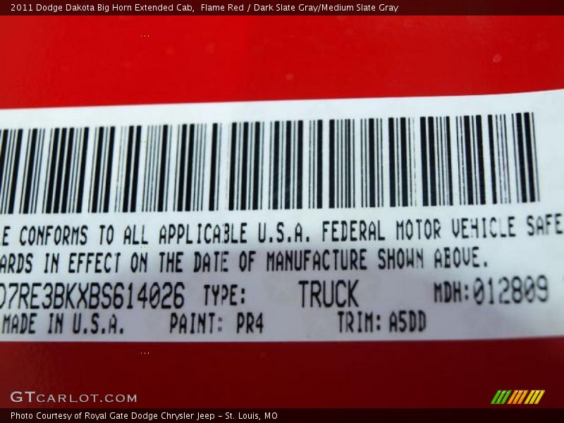 Flame Red / Dark Slate Gray/Medium Slate Gray 2011 Dodge Dakota Big Horn Extended Cab