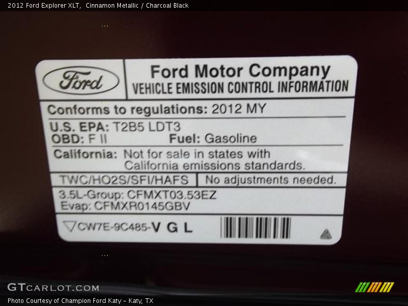 Cinnamon Metallic / Charcoal Black 2012 Ford Explorer XLT