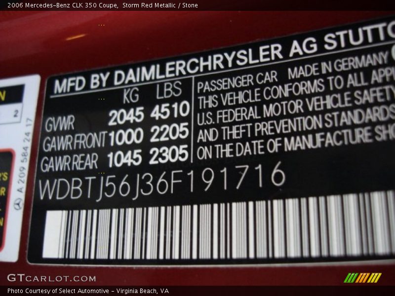 Storm Red Metallic / Stone 2006 Mercedes-Benz CLK 350 Coupe
