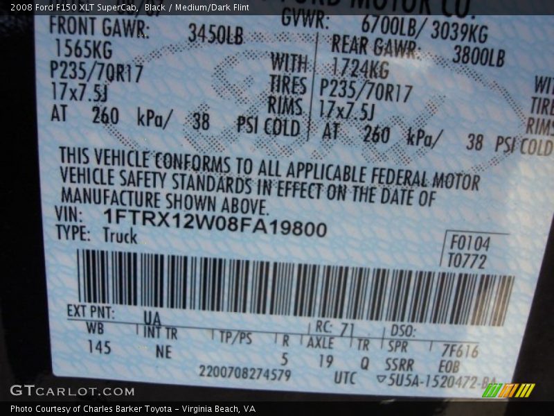 Black / Medium/Dark Flint 2008 Ford F150 XLT SuperCab