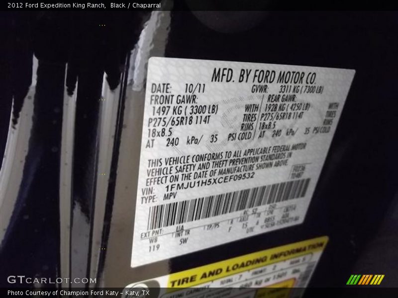 2012 Expedition King Ranch Black Color Code UA