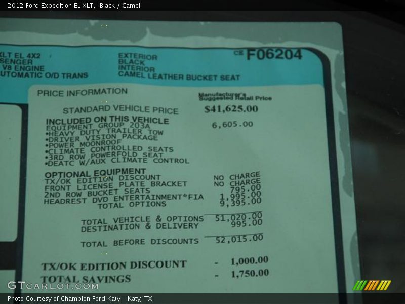 Black / Camel 2012 Ford Expedition EL XLT